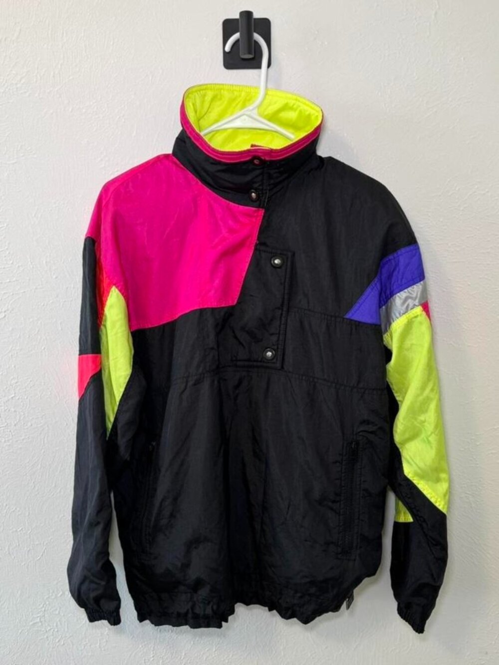 White Stag Retro Colorblock Ski Jacket Size Small | 80s 90s Neon Half Zip Windbr